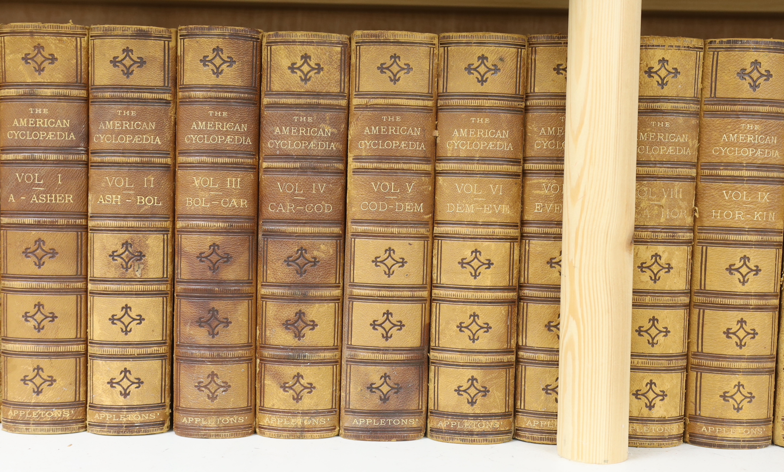 Ripley, George and Dana, Charles A. (editors) - The American Cyclopaedia. A Popular Dictionary of General Knowledge, 16 vols, 8vo, half calf with marbled boards, D. Appleton and Company, New York and London, 1881